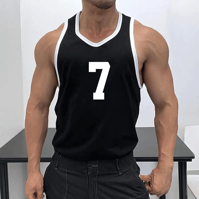 1.0-150kg Plus Size Muscle Men's Sports Training Clothing Trendy Brand Digital Print Oversize Tank Top_viptrois.com