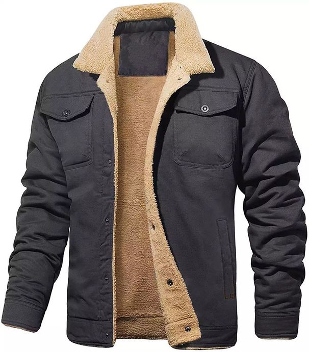 Men's Clothing Men's Workwear Jacket With Fleece Lining - Cotton Casual Jacket For Autumn, Winter & Spring - Multi-Pocket Utility Coat_viptrois.com