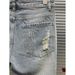 Men's Trendy Ripped Denim Shorts Thin Style Summer Casual Straight Leg Mid Length Five Point Riding Breeches_viptrois.com