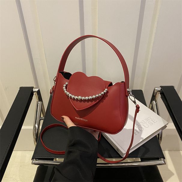 Beaded Personalized Peach Heart Handbag For Women 2024 Summer New Collection Solid Color Fashion Single Shoulder_viptrois.com