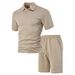 Men's Clothing Men's Spring And Summer New Men's Casual T Suit Foreign Trade Thin Jacquard Lapel Short Sleeved Shorts Suit_viptrois.com
