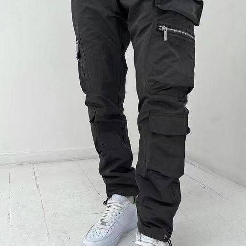 Large-sized Casual Men, Wide Multi-pocket Work Pants, Long Pants_viptrois.com