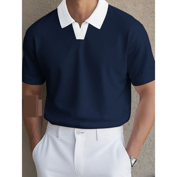Men's Clothing Men's Solid Color Short Sleeved Sports Polo Shirt College Style Loose Polo Shirt Tops Men_viptrois.com
