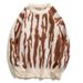2026 High Quality Japanese Harajuku Lazy Style Knitwear Pullovers Women/Men Round Collar Zebra-Like Irregular Stripes Long Sleeve Loose Thick Sweater_viptrois.com