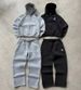 Unisex Embroidered Zip-up Tracksuit Set, High-street Hip-hop Style Sweatshirt Set_viptrois.com