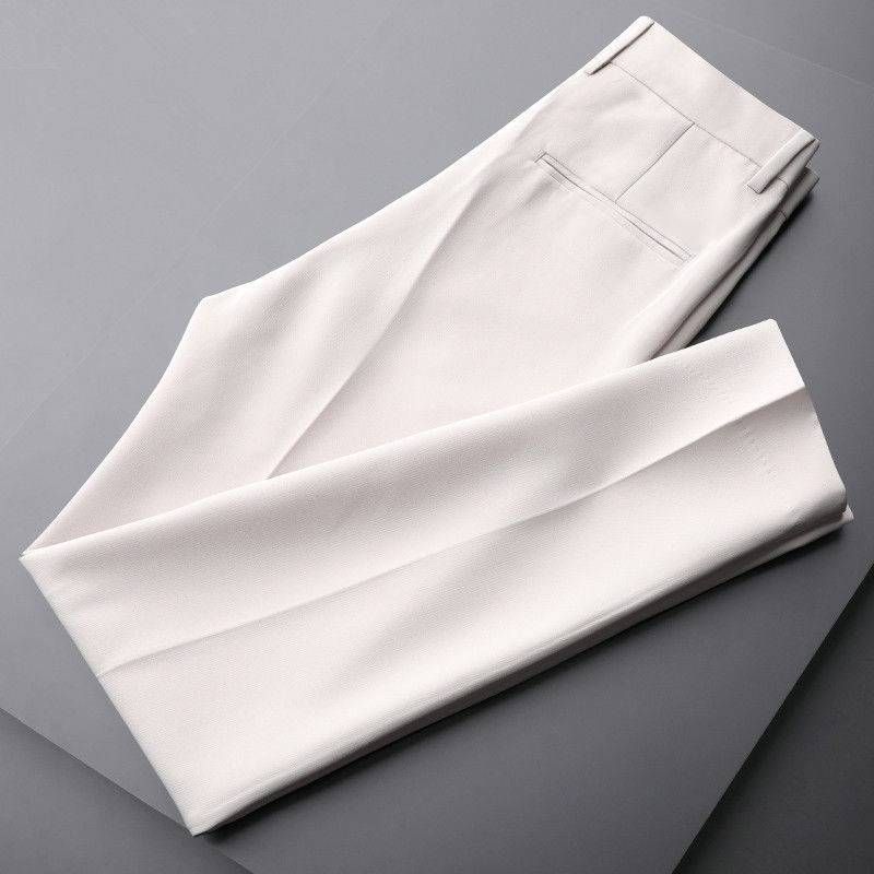 Men's Clothing White Trousers Spring And Summer Thin Beige Trousers Men's Casual Trousers Suit Men's Drape Straight_viptrois.com