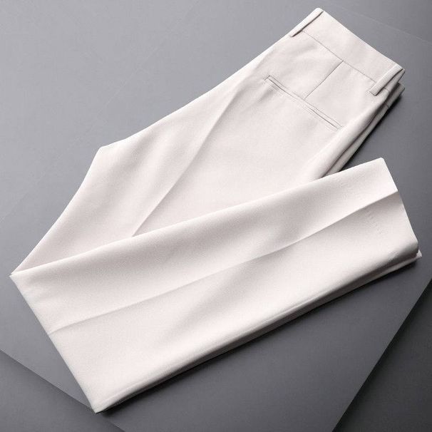 Men's Clothing White Trousers Spring And Summer Thin Beige Trousers Men's Casual Trousers Suit Men's Drape Straight_viptrois.com