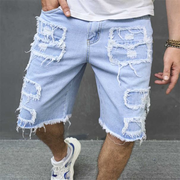 Men's Clothing Summer Shorts New Jeans With Holes Loose Fitting Trendy Men's Casual Shorts, And Capris_viptrois.com