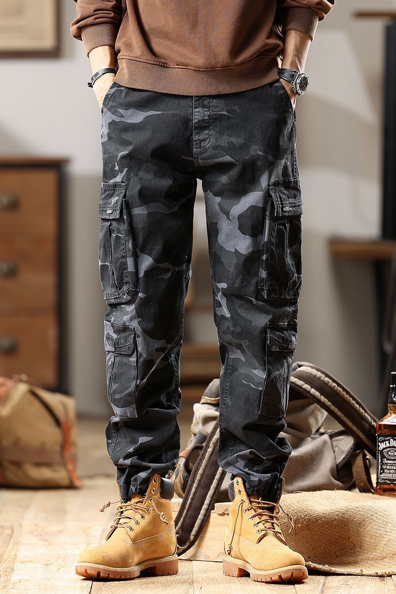 Men's Camo Cargo Pants – Vintage Military Style Relaxed Fit Joggers With Drawstring & Multi-Pockets_viptrois.com