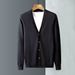 Men's Korean-Style Knit Cardigan – Slim Fit Casual Sweater (Black/White/Khaki, Lightweight Versatile Layering)_viptrois.com