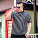 Men's Clothing summer plus size short-sleeved T-shirt fat guy half-sleeved striped T-shirt fat man top 195_viptrois.com