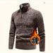 Men's Fleece-Lined Half-Zip Sweater – Warm Stand Collar Knitwear For Autumn & Winter (Dark Gray/Light Gray/Brown/Burgundy, M-3XL)_viptrois.com