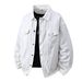 Men's Clothing Loose White Denim Jacket Men's Basic Simple Solid Color Versatile Cardigan Black Vibrato Autumn And Winter Thick Men's Jacket_viptrois.com