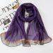 Unisex Mulberry silk striped scarf Women's warm fashion silver silk shawl ethnic style scarf_viptrois.com