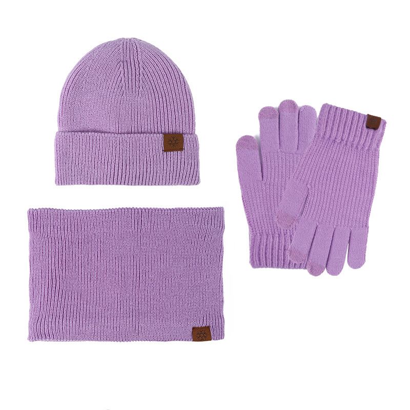 Winter hat, scarf, gloves, three piece set, plus velvet touch screen, outdoor cold proof, thickened knitted hat, three piece set_viptrois.com