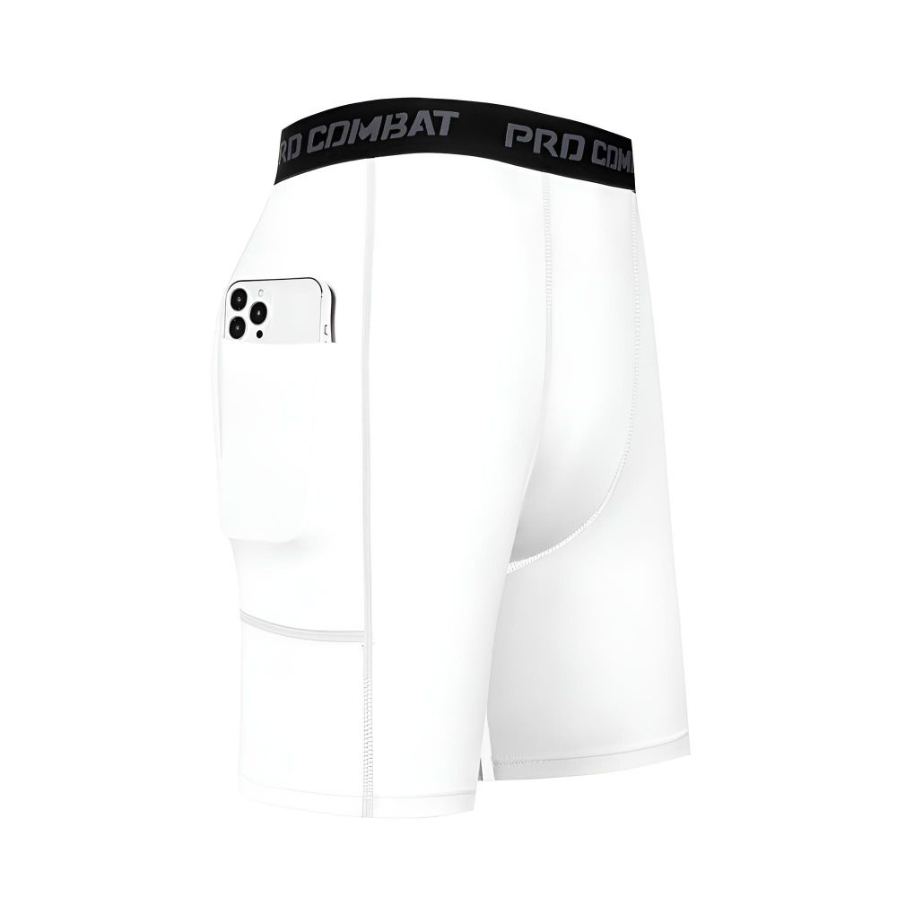 Men's Compression Shorts With Pockets - Quick Dry Stretch Workout Basketball Running Gym Fitness Shorts For Summer_viptrois.com