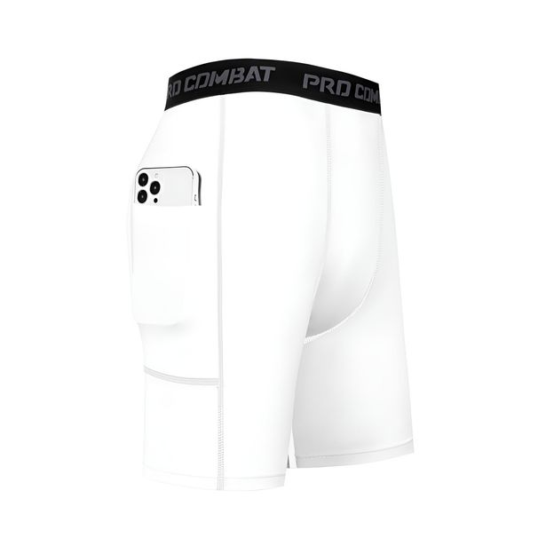 Men's Compression Shorts With Pockets - Quick Dry Stretch Workout Basketball Running Gym Fitness Shorts For Summer_viptrois.com