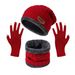 winter warm plus velvet thickened hat scarf neck solid color touch screen gloves three piece set_viptrois.com