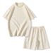 Men's Clothing New Men's Short Sleeved Suit Summer Solid Color Twisted Jacquard Casual Short Sleeved Shorts Suit_viptrois.com