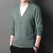 Men's V-Neck Cardigan Sweater – Classic British-Inspired Knit With Cable Stitch Detail (M-4XL, Machine-Washable Wool Blend For Autumn Layering)_viptrois.com