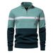 Pure 2024 Autumn Winter New European Size Cross-Border Stand Collar Men's Sweater Half-Zip Color Block Knitwear Quality_viptrois.com