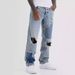 Men's Clothing high-quality bear print jeans for men Patchwork gradient patchwork denim men's casual pants new style_viptrois.com