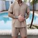 Men's Clothing Summer New Style Henry Stand Up Collar Open Tube Sports Breathable Casual Men's Suit_viptrois.com