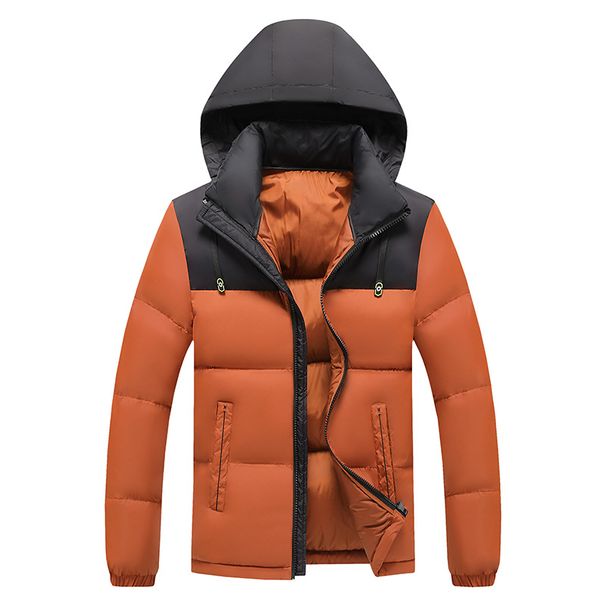 Cotton-padded Men's Contrasting Colors, Slim Fit, Simple Removable Hat, Thickened Hooded Jacket Men_viptrois.com