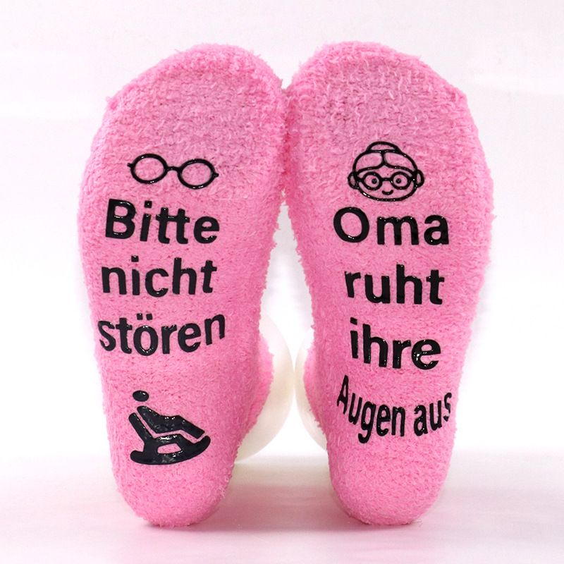 New German creative coral velvet mid tube cake socks grandma series half velvet floor socks thickened sleeping socks_viptrois.com