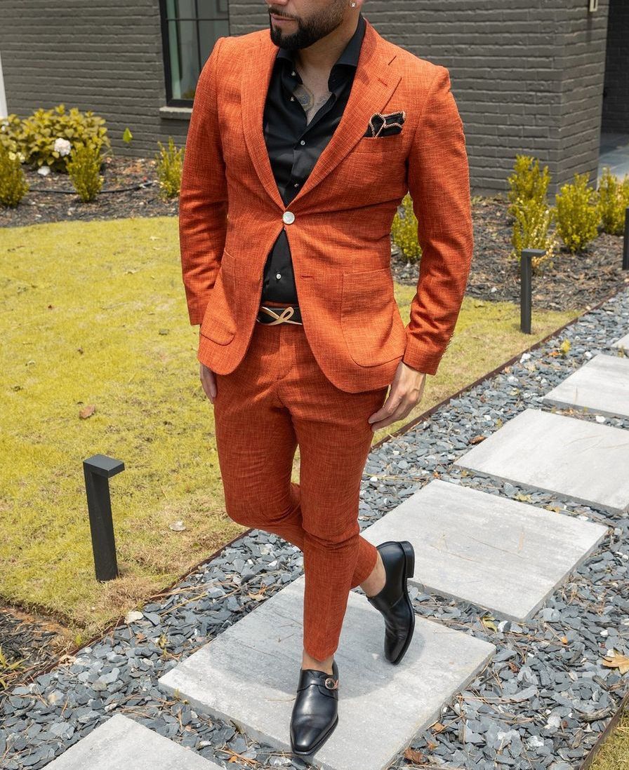 Men's Clothing Simple Slim Fit Casual Fashion Button Suit Two Piece Suit_viptrois.com