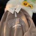 Pure Waffle Long Sleeve Polo Sweatshirt Men 2024 Autumn New Trendy Brand Turn-Down Collar Color-Block Letter Embroidery_viptrois.com