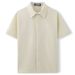 Men's Clothing Men's Clothing European And American Gold Velvet Fabric Square Collar Casual Shirt Solid Color Short Sleeved Men's Shirt A0406_viptrois.com