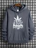 Men's Autumn And Winter Casual Fashionable Loose Hooded Sweatshirt With Fun High Leaf Graphic Print Warm Long Sleeved Pullover_viptrois.com