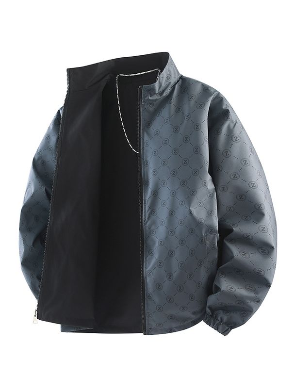 2025 Double Sided Jacket For Men Spring And Autumn New Style Stand Up Collar Casual Trendy Youth Clothing_viptrois.com