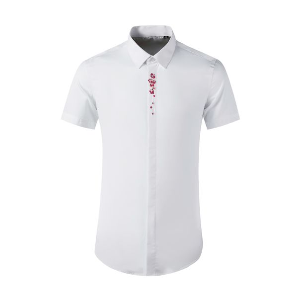 Men's Clothing Men's Spring Heart Art Short Sleeve Shirt Chinese Style Plum Blossom Embroidery Cotton Top Ethnic Placket Casual Wear_viptrois.com