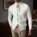 Autumn 2025 Fashion Knitwear Cardigan Outerwear Men's V-Neck Single-Breasted Long Sleeve Casual Sweater_viptrois.com