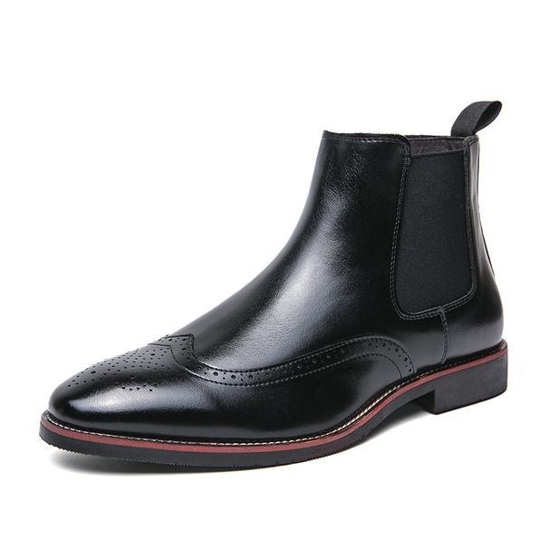 New Fashion Chelsea Boots Men's Brown Retro High-top Men's Boots European And American Fashion Boots British Gentleman Leather Boots_viptrois.com