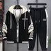 Men’s Casual Hooded Jacket & Joggers Set – Trendy Streetwear, Breathable & Comfortable (M-8XL, Black/Blue/Beige, Polyester Blend)_viptrois.com