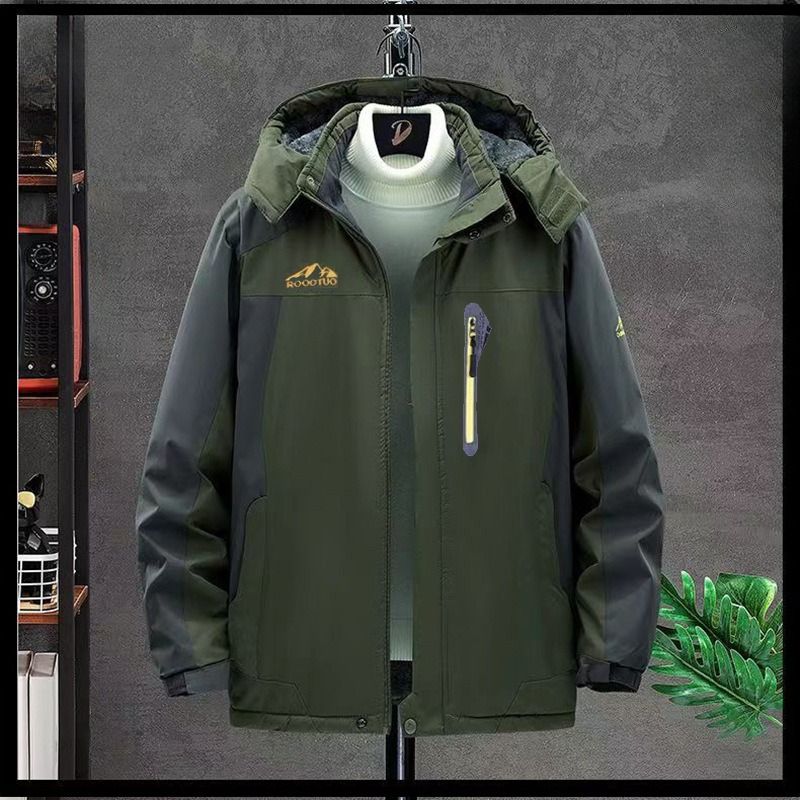 Men’s Heavy-Duty Fleece-Lined Waterproof Jacket – Windproof Winter Work Coat With 5000mm PU Coating (L-5XL, Black/Red/Blue/Army Green, Unisex Fit)_viptrois.com