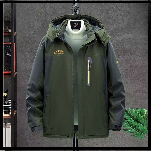Men’s Heavy-Duty Fleece-Lined Waterproof Jacket – Windproof Winter Work Coat With 5000mm PU Coating (L-5XL, Black/Red/Blue/Army Green, Unisex Fit)_viptrois.com