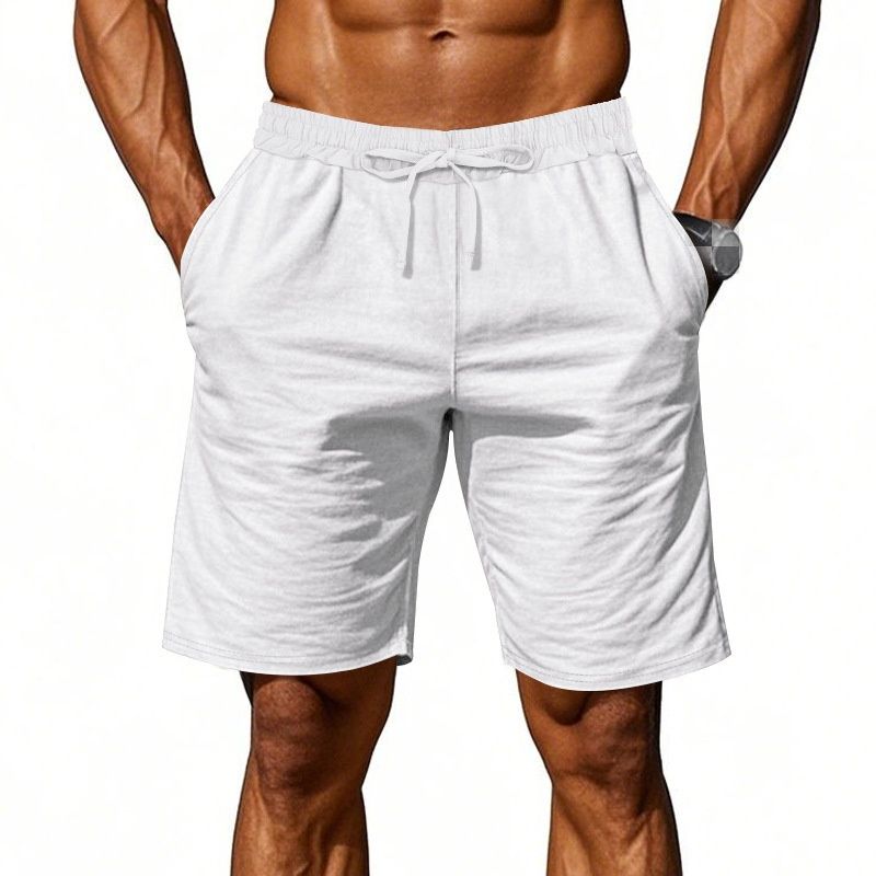 New Cotton And Linen Casual Sports Five-pair Pants For Men, Loose-fitting, Breathable, Quick-drying, Large Size, Beach Shorts_viptrois.com