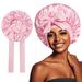 Elastic ribbon bow color Ding round hat Solid color night hat wide brim hairdressing headscarf hat_viptrois.com