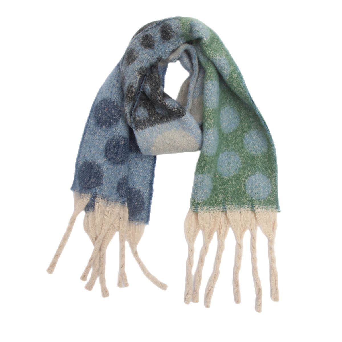 Unisex Thickened bib hoop yarn coarse fringe jacquard large polka dot scarf shawl_viptrois.com