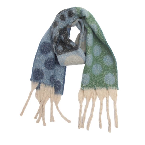 Unisex Thickened bib hoop yarn coarse fringe jacquard large polka dot scarf shawl_viptrois.com