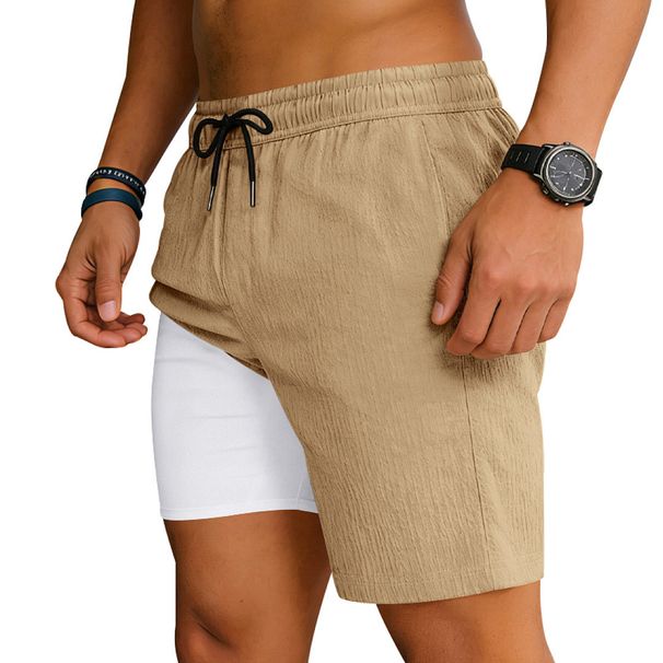 Men's Summer Sports Jogging Shorts Quick Drying Double Layer Fitness Casual Drawstring Style_viptrois.com