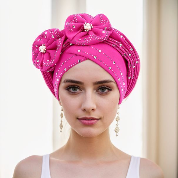 Space Layer Hot Diamond Two Flowers Multi Layer African Dinner Hat Auto Gele Baotou Hat_viptrois.com