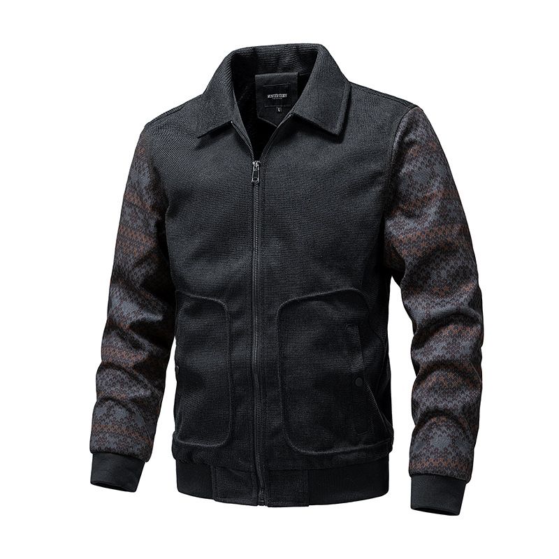 New Autumn And Winter Casual Patchwork Ethnic Style Long-sleeved Men's Jacket, Fashionable Men's Slim-fit Jacket_viptrois.com