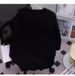 Oversized Distressed Knit Sweater – Lettering Jacquard & Color-Block Design (Unisex, M-3XL, Black/Beige)_viptrois.com