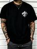100% Cotton Men Casual T-shirt 3D Fleur-de-lis Symbol Print Crew Neck Short Sleeve Daily Streetwear Top_viptrois.com