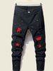 Men's Slim Fit Ink Splashed Patchwork Color Matching Skinny Pants New Men's Paint Jeans_viptrois.com